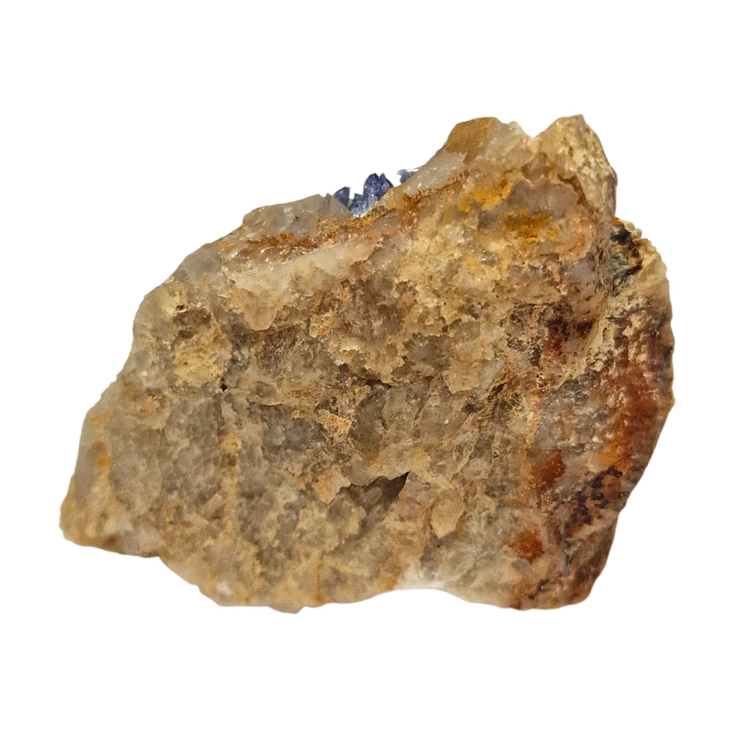 GeoFossils Scorodite Mineral Specimen from Hemerdon Bal, Devon – showing blue-green microcrystals on matrix with iridescent sparkle.