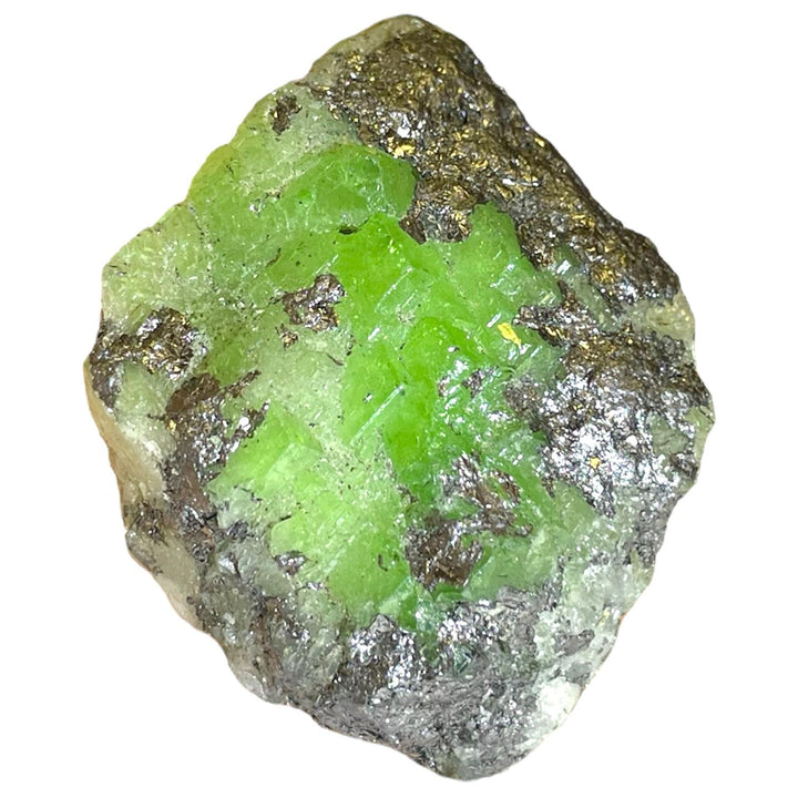 Green Tsavorite crystal with sparkling pyrite inclusions