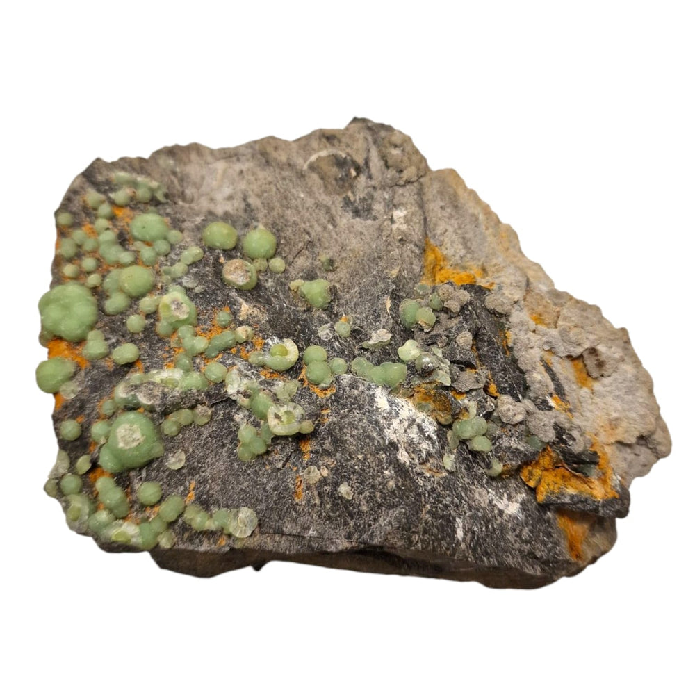 GeoFossils Wavellite Specimen from Arkansas – vibrant lime-green botryoidal crystal clusters with sculptural depth and high luster.