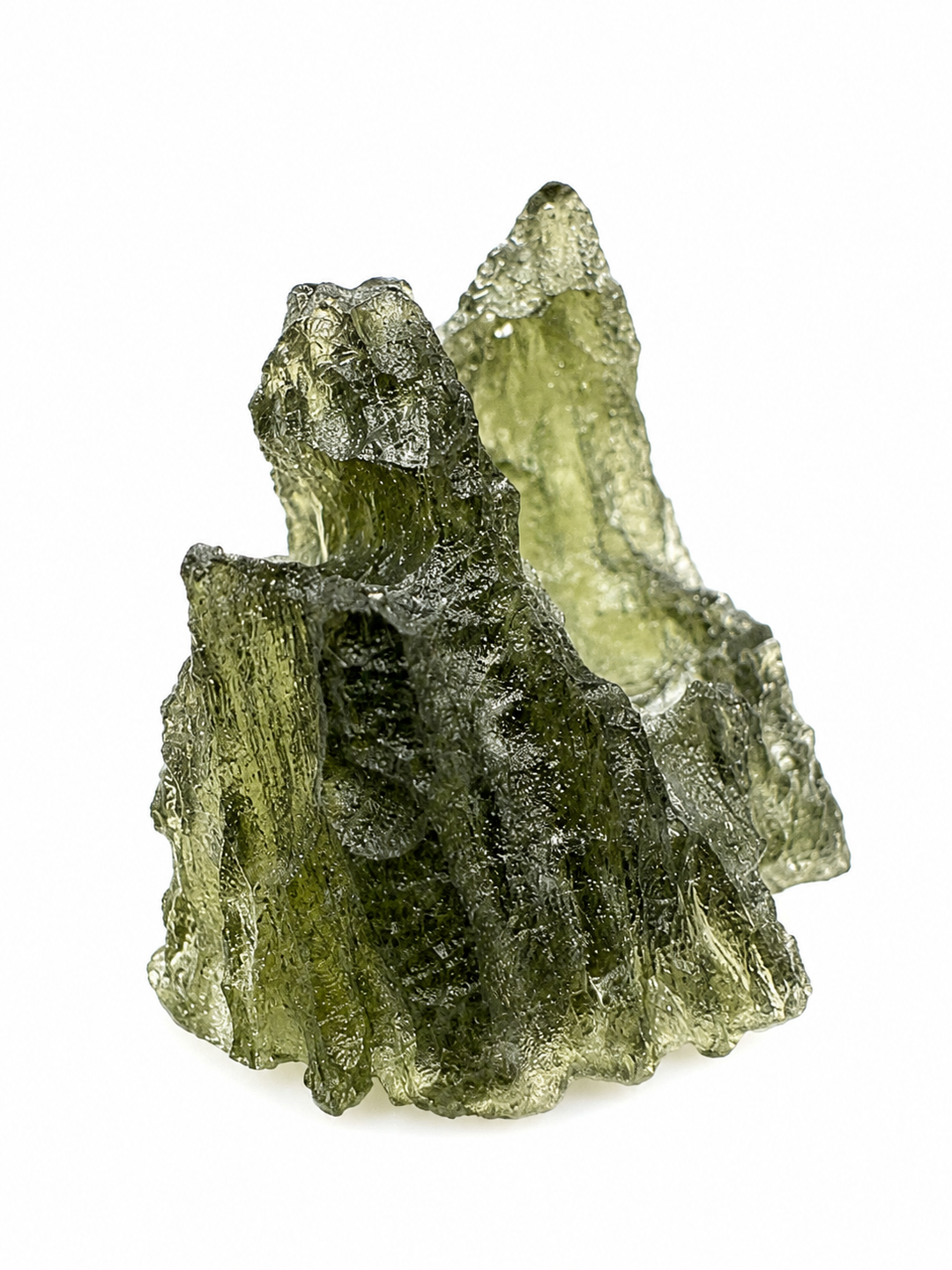 Genuine Moldavite tektite displaying natural green colour.