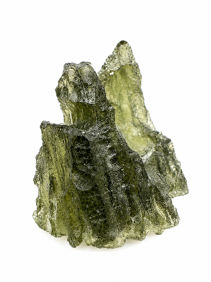 Genuine Moldavite tektite displaying natural green colour.