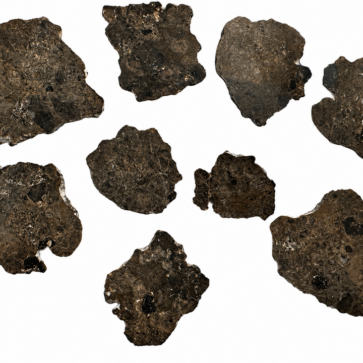 Nine Oued El Hamim 001 lunar meteorite specimens