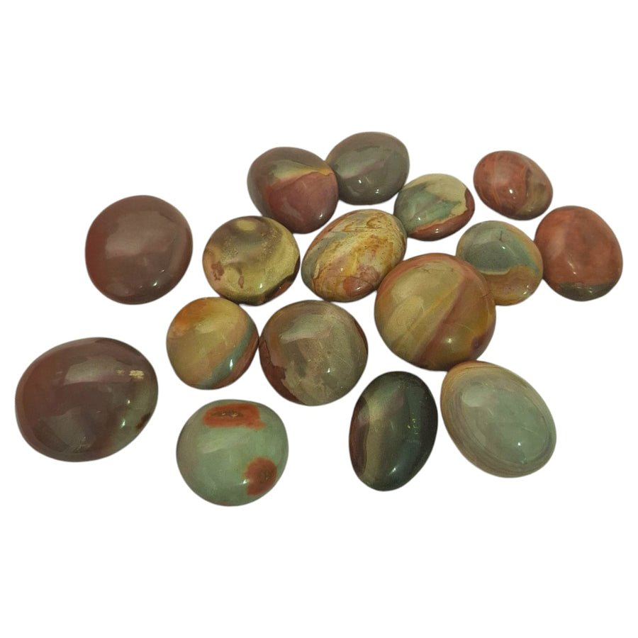 Polished Polychrome Jasper palm stone (Galet) with earthy swirls of colour, ideal for grounding and creativity
