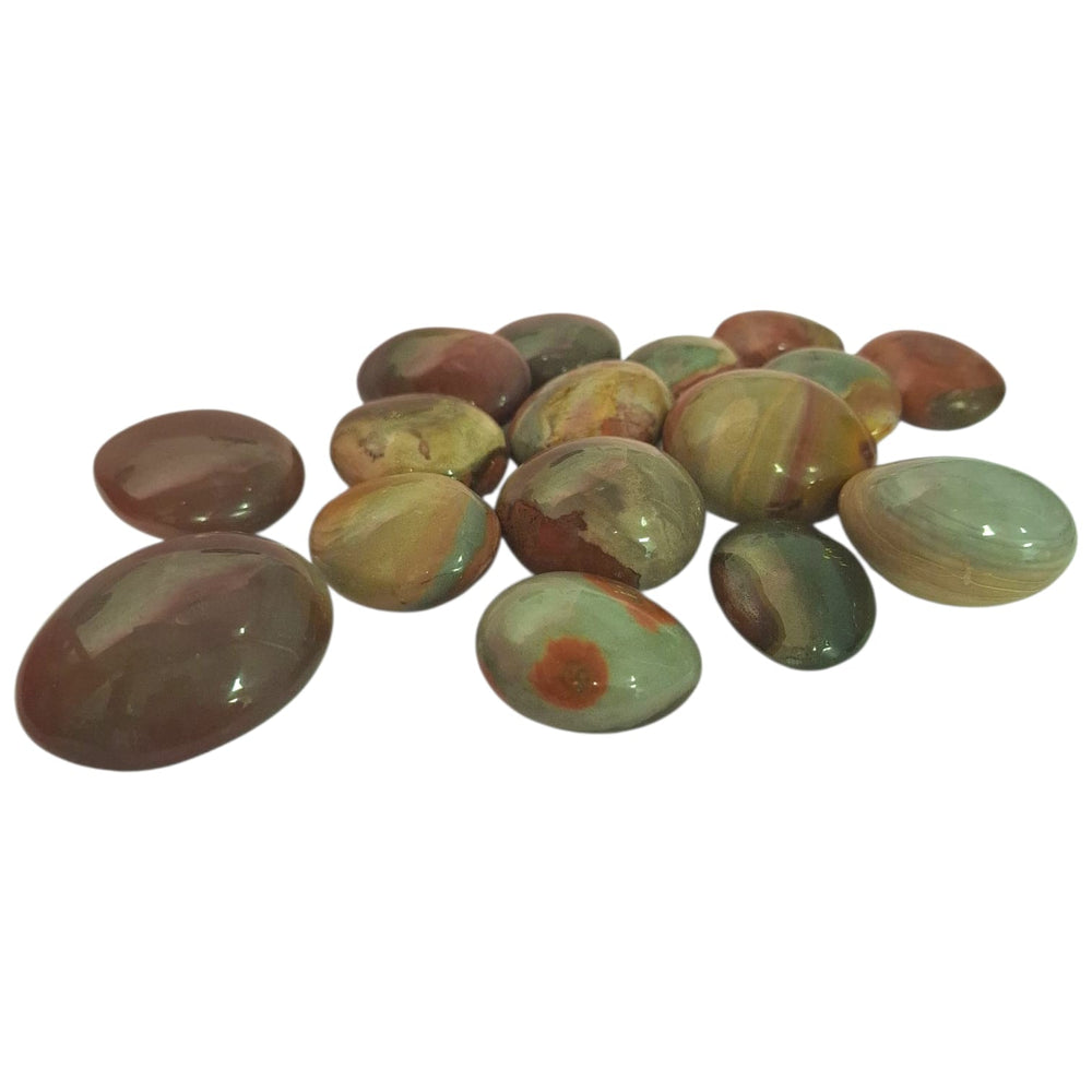 Polished Polychrome Jasper palm stone (Galet) with earthy swirls of colour, ideal for grounding and creativity
