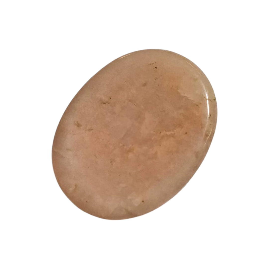Pastel Moonstone Worry Stone by GeoFossils – smooth, oval stone in soft pastel tones, perfect for emotional healing, enhancing intuition, and connecting with the Crown and Third Eye Chakras, associated with the Water element.