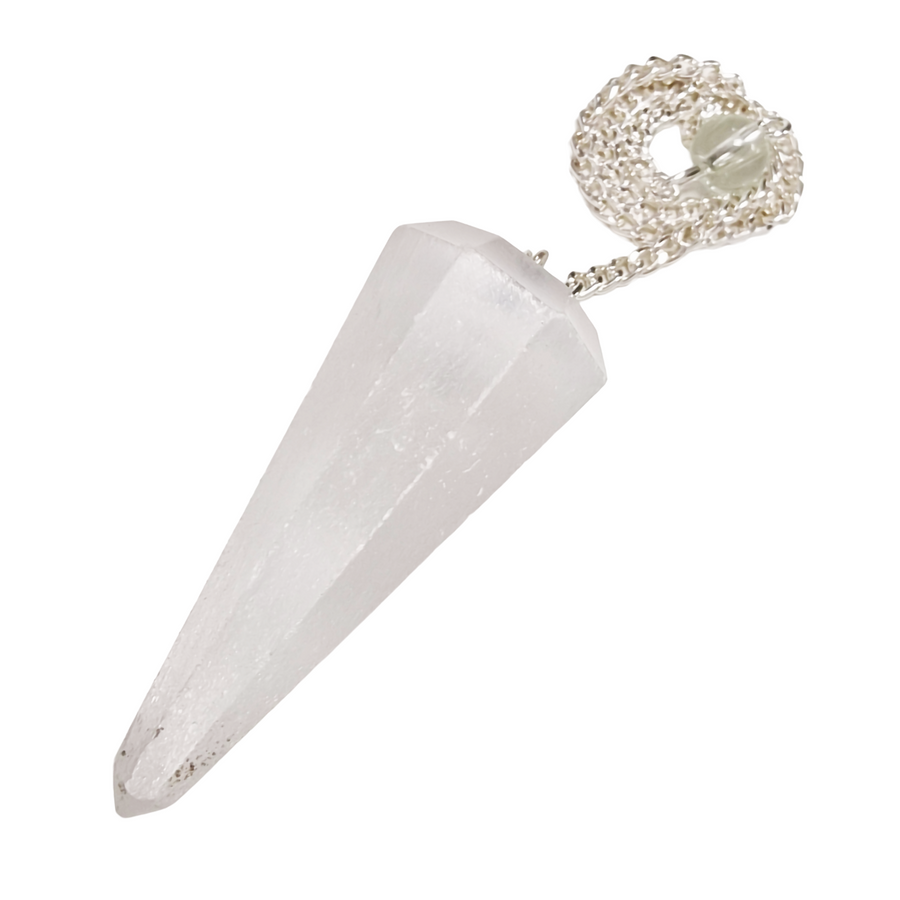Selenite dowsing pendulum used for clarity and energy clearing