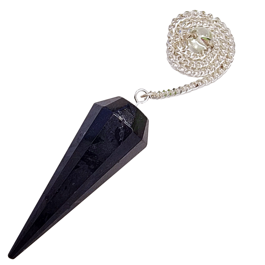 Protective Black Tourmaline crystal pendulum for grounding and dowsing