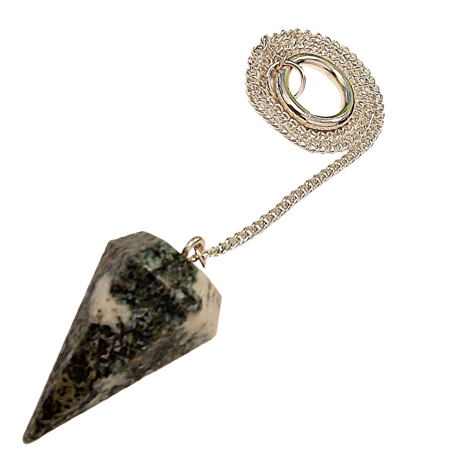 Mottled grey-blue Preseli pendulum used for divination and grounding

Crystal pendulum carved from Stonehenge-origin Preseli Bluestone