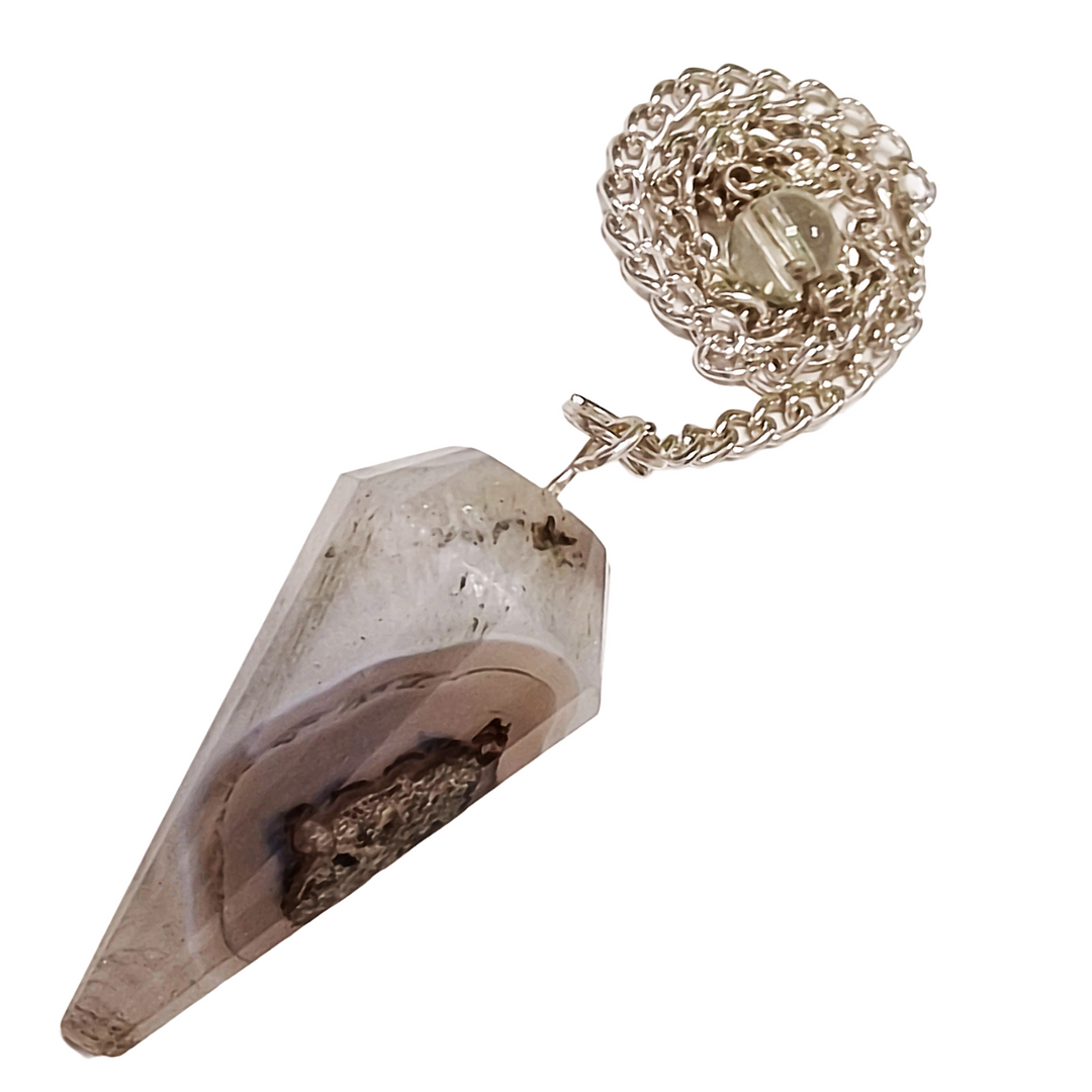 Natural banded Agate crystal pendulum for grounding and balance