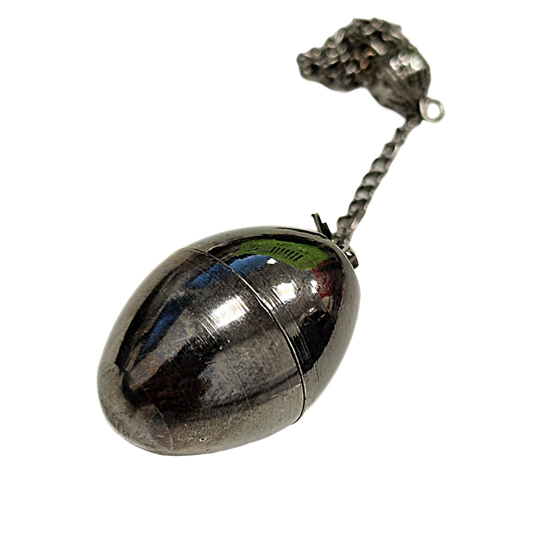 Sleek graphite stainless steel egg pendulum for divination
