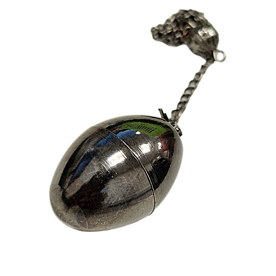 Sleek graphite stainless steel egg pendulum for divination