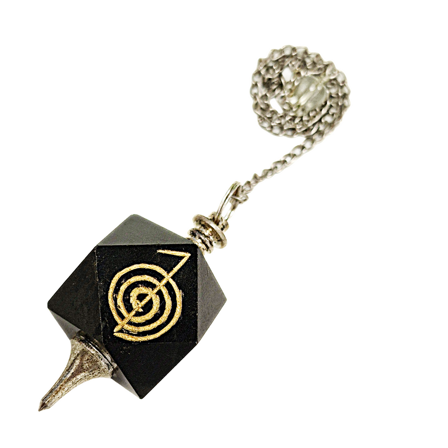 Choku Rei engraved Black Tourmaline pendulum for Reiki and protection