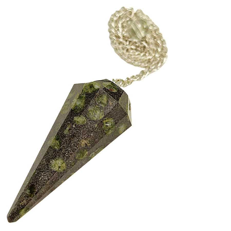 Epidote dowsing pendulum for energy clearing and transformation