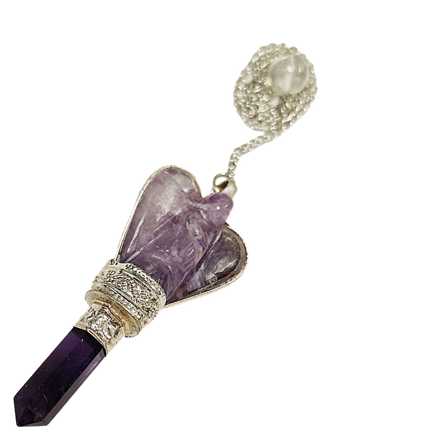 Amethyst angel crystal pendulum for chakra balancing and intuition