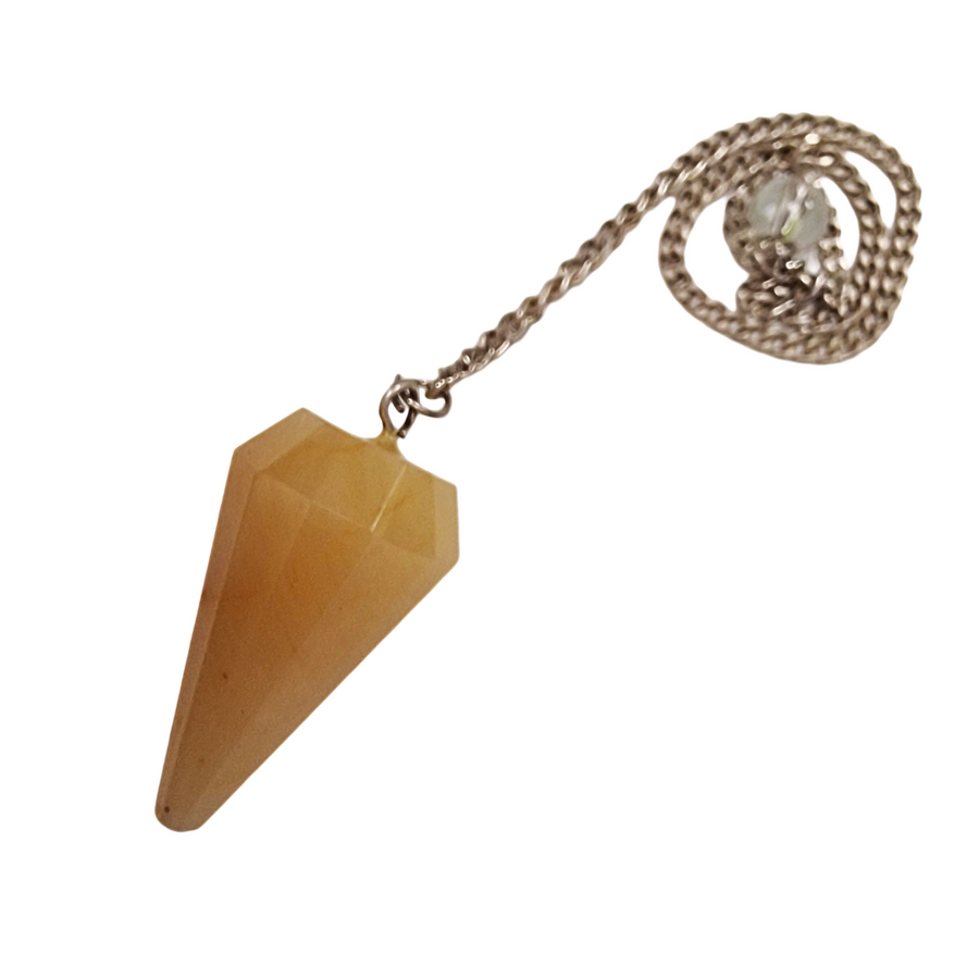 Golden Healer pendulum with warm golden tones and silver chain