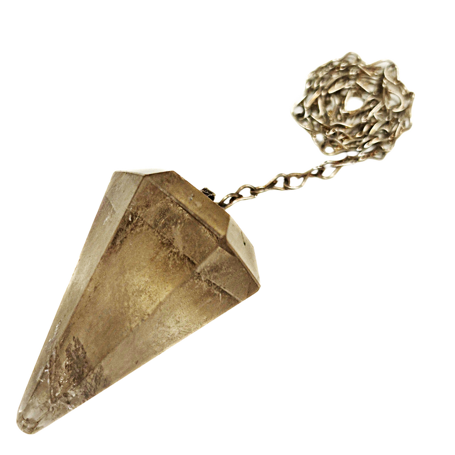 Polished smoky quartz crystal pendulum for divination and grounding