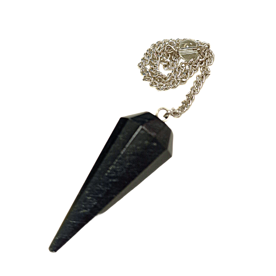 Hawk’s Eye crystal pendulum with deep blue sheen for insight