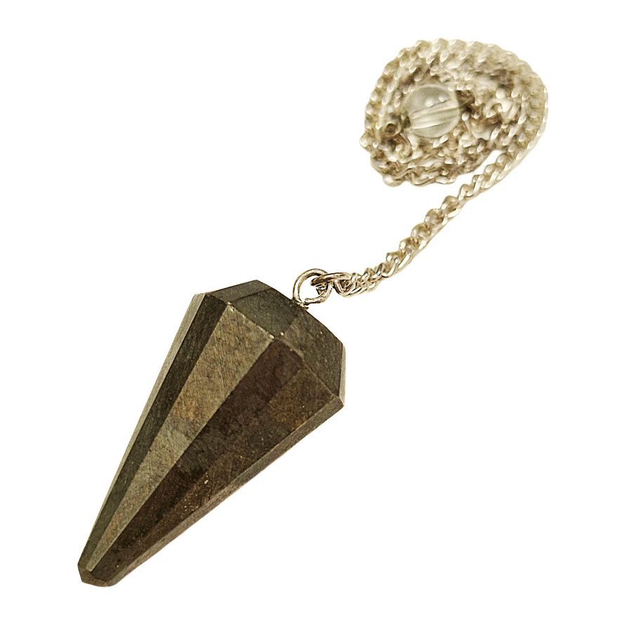 Metallic pyrite pendulum crystal for divination and grounding