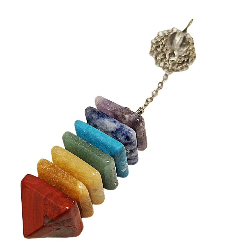Chakra pendulum with stacked pyramid design for energy balance