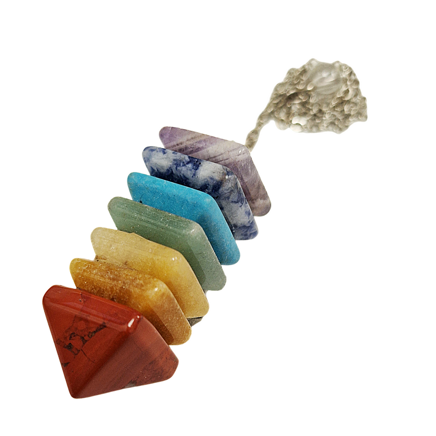 Multi-crystal pyramid pendulum for chakra alignment and meditation