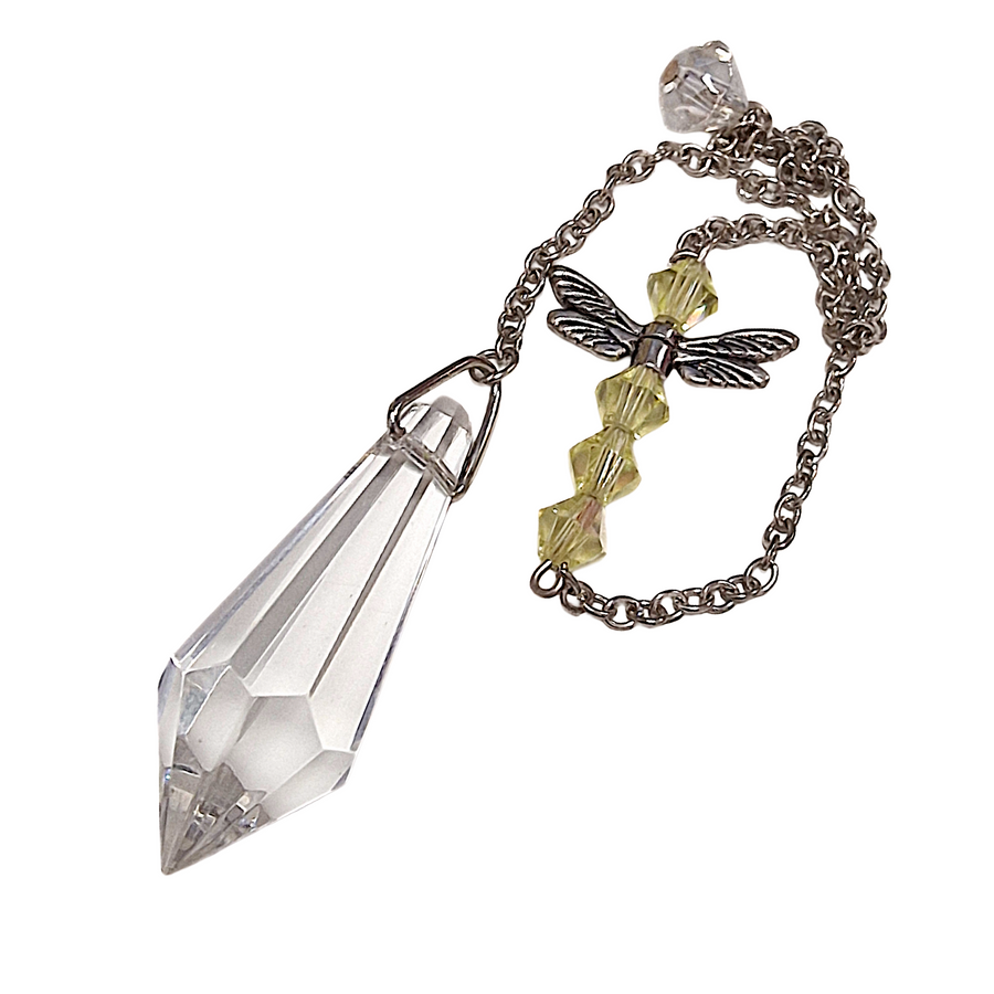 Crystal quartz with happiness angel pendulum for joy and guidance