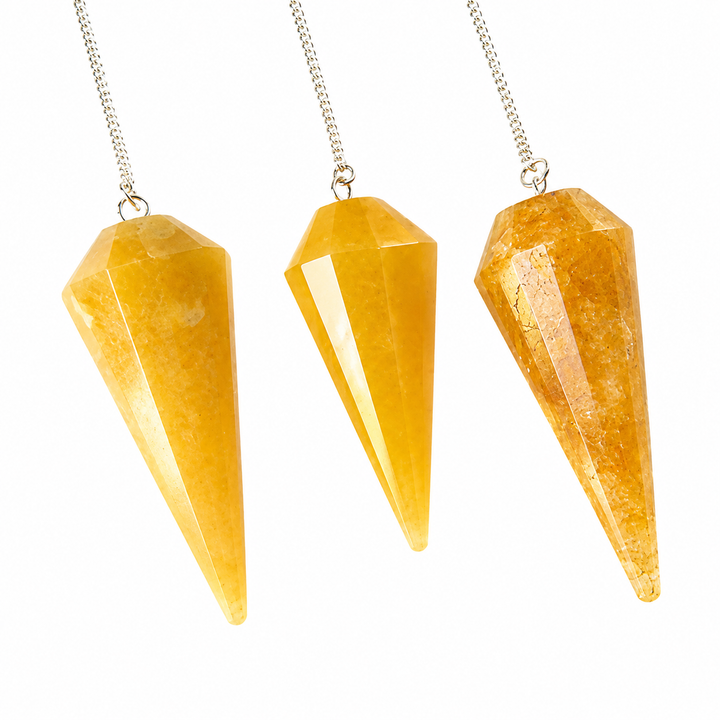 Golden Healer Quartz 6 Sided Pendulum with Clear Quartz Holding Bead