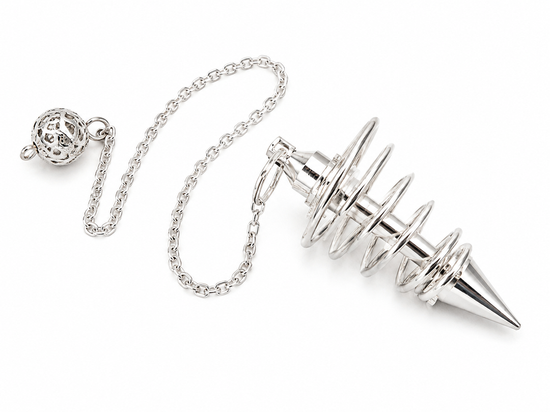 Silver Tone Open Spiral Coil Pendulum