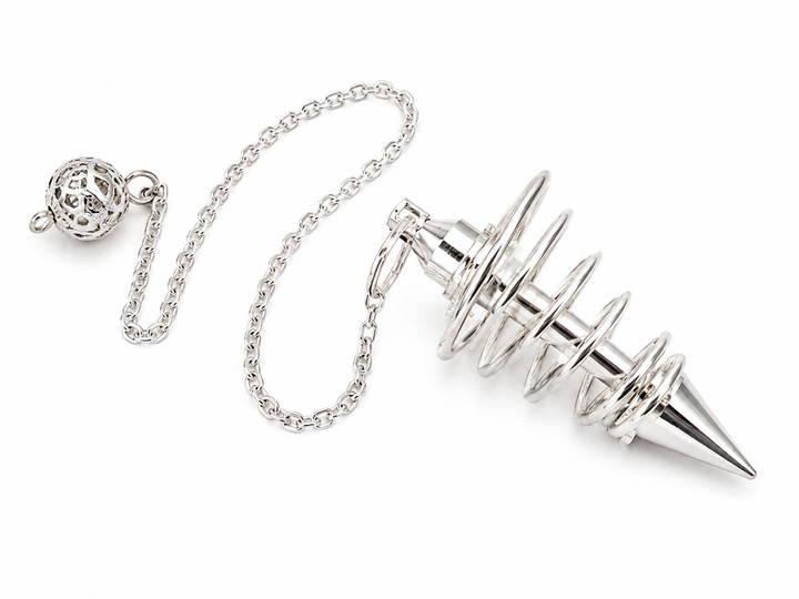 Silver Tone Open Spiral Coil Pendulum