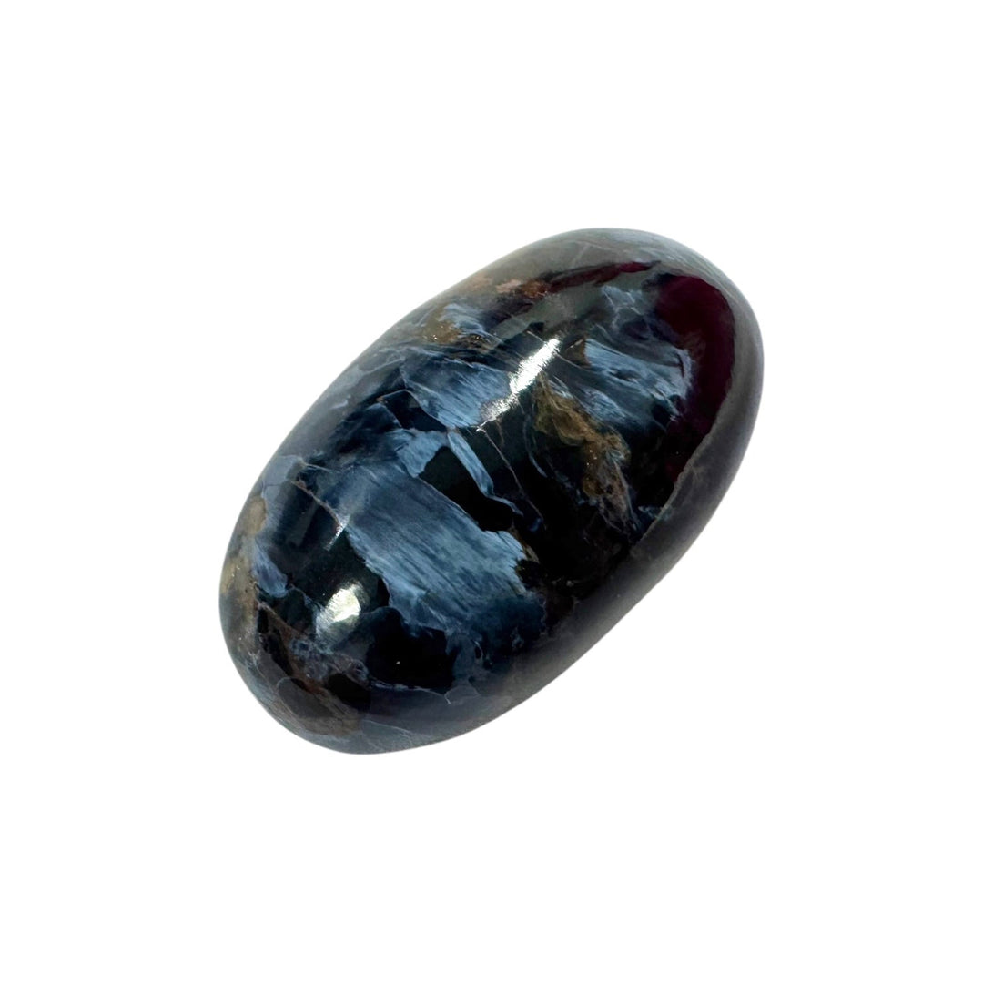 GeoFossils Pietersite Shiva Lingham 25mm – intuitively picked, polished storm-like crystal for courage, clarity, and transformation.