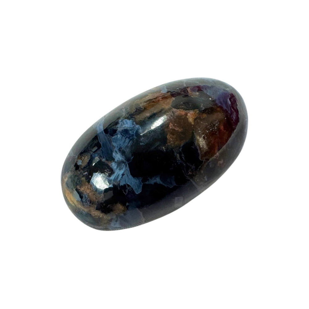 GeoFossils Pietersite Shiva Lingham 25mm – intuitively picked, polished storm-like crystal for courage, clarity, and transformation.