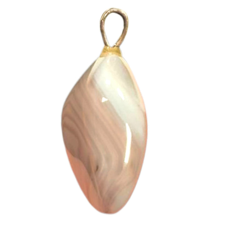 Pink Agate pendant with soft rose hues and natural banding, set in hallmarked sterling silver – calming heart chakra necklace with optional silver chain