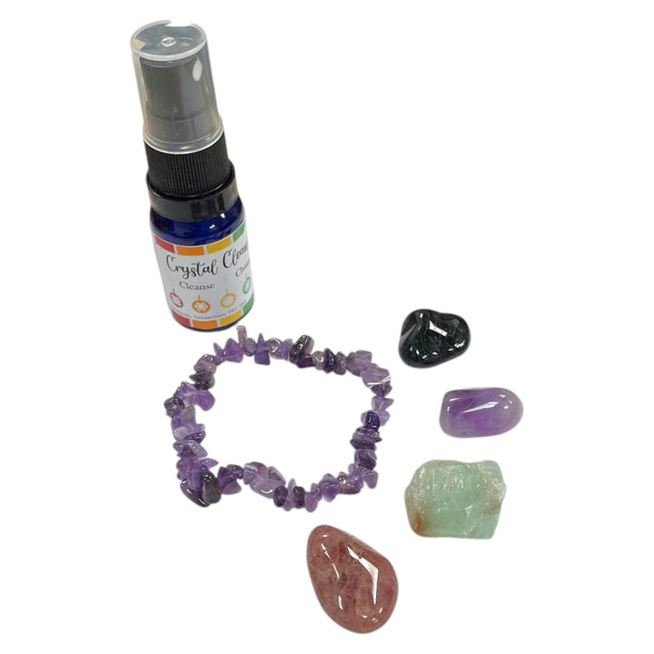 GeoFossils Pisces Zodiac Crystal Set – Amethyst Bracelet and Stones for Intuition, Protection and Emotional Healing