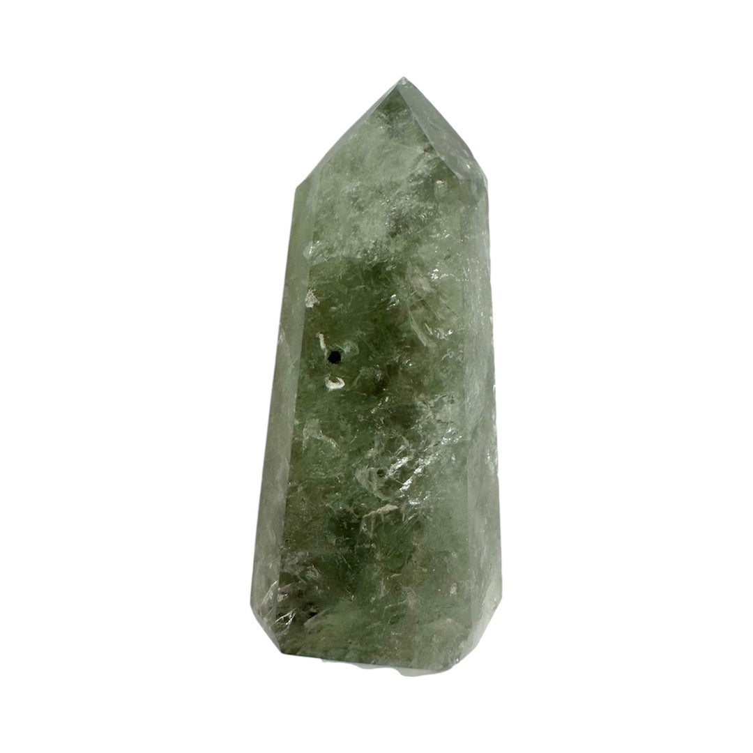 Praisolite Crystal Tower – Green Amethyst for Spiritual Growth & Heart Healing
