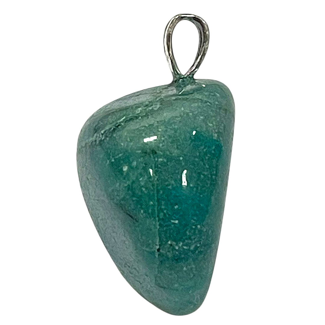Quantum Quattro pendant with swirls of teal, green and brown set in hallmarked sterling silver – crystal necklace for healing, truth and transformation