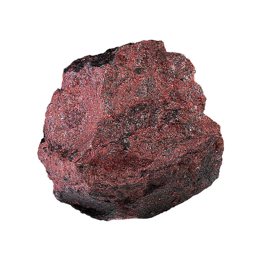 Close-up of cinnabar crystal from Almadén showing sharp trigonal form and vivid red tones.