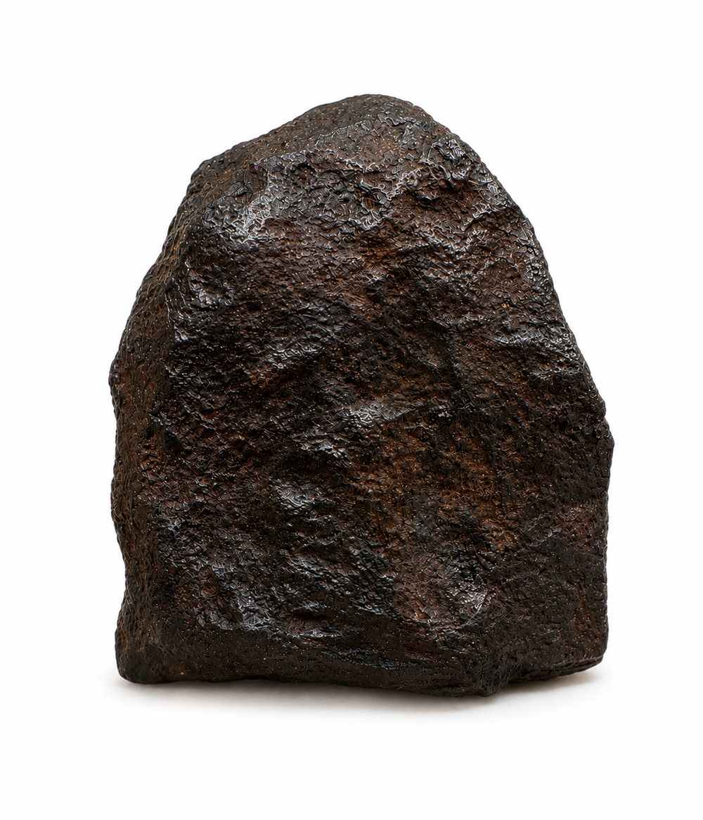 Exact raw Mundrabilla Iron Meteorite specimen photographed on a white background.