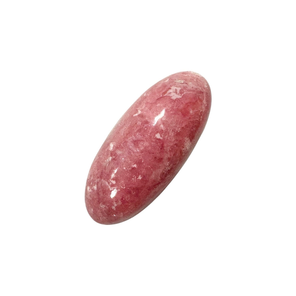 GeoFossils Rhodochrosite Shiva Lingham 35mm – intuitively picked, polished pink crystal for love, compassion, and emotional healing.