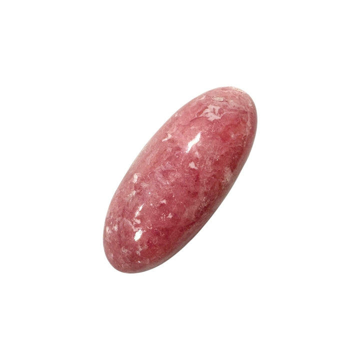 GeoFossils Rhodochrosite Shiva Lingham 35mm – intuitively picked, polished pink crystal for love, compassion, and emotional healing.