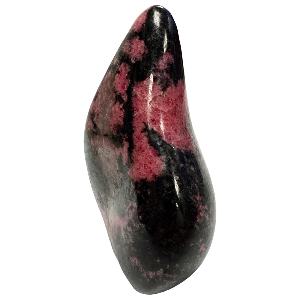 GeoFossils Rhodonite with Quartz and Black Tourmaline Freeform – exact crystal shown, polished Madagascan freeform for love, grounding, and clarity.