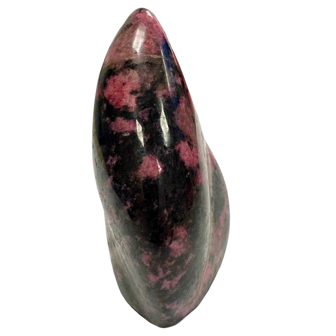 GeoFossils Rhodonite with Quartz and Black Tourmaline Freeform – exact crystal shown, polished Madagascan freeform for love, grounding, and clarity.