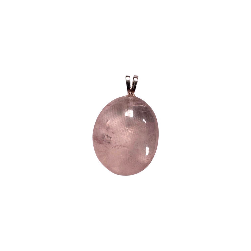 GeoFossils Rose Quartz Sterling Silver Pendant – Madagascan soft pink rose quartz crystal in sterling silver setting – love and emotional healing jewellery – handmade in the UK.