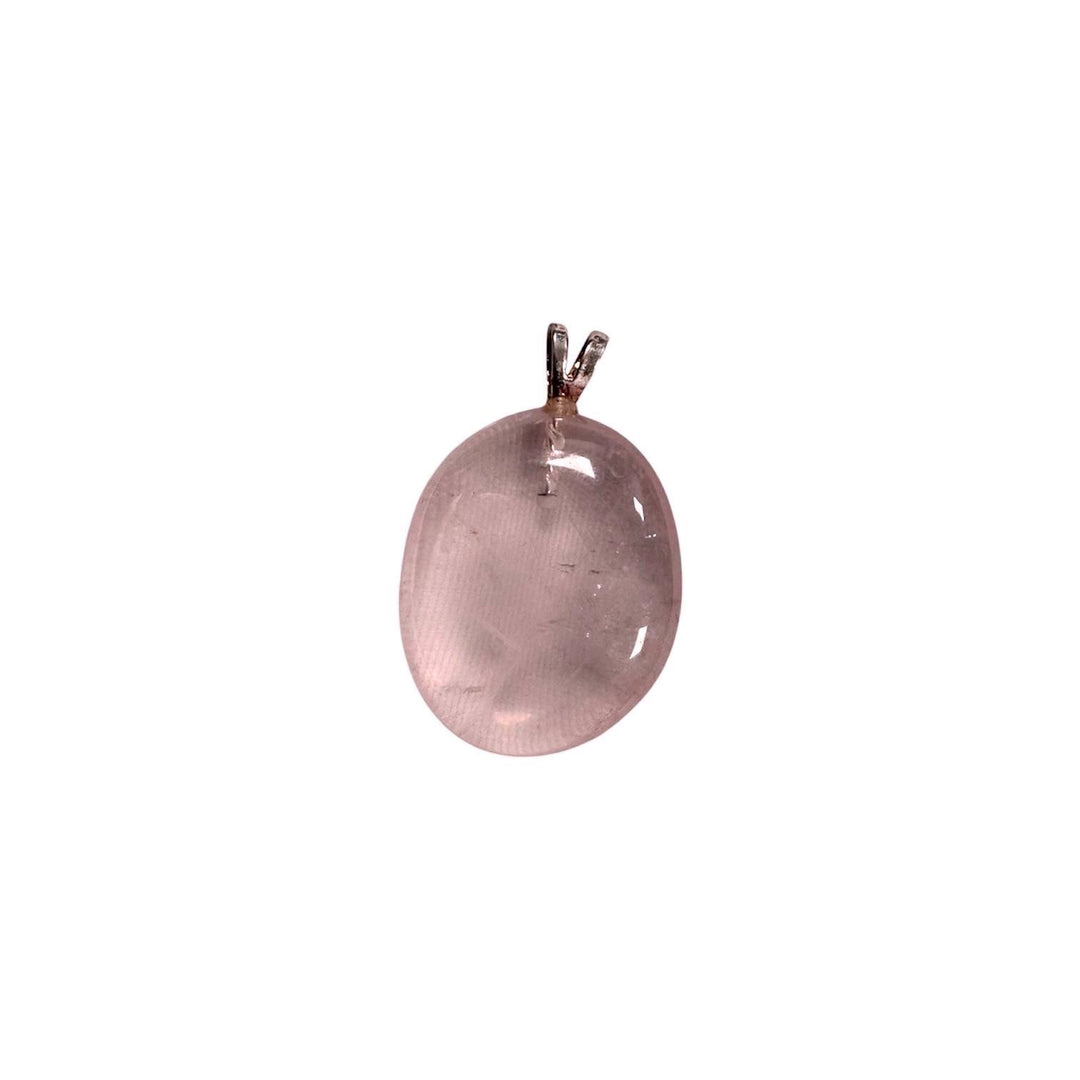 GeoFossils Rose Quartz Sterling Silver Pendant – Madagascan soft pink rose quartz crystal in sterling silver setting – love and emotional healing jewellery – handmade in the UK.