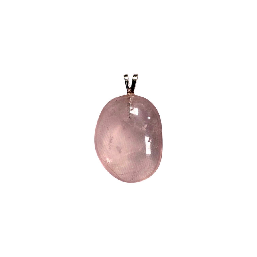 GeoFossils Rose Quartz Sterling Silver Pendant – Madagascan soft pink rose quartz crystal in sterling silver setting – love and emotional healing jewellery – handmade in the UK.
