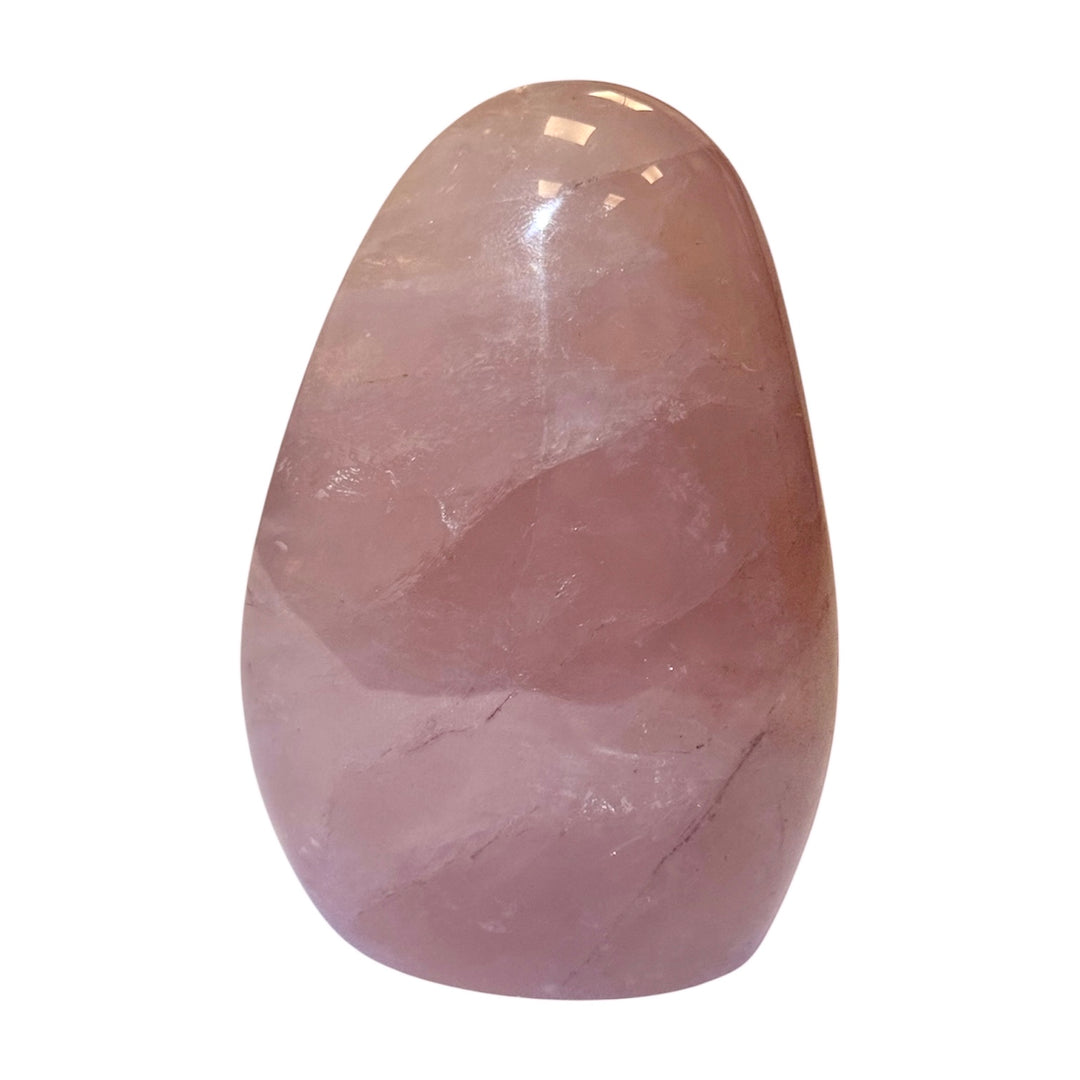 GeoFossils Rose Quartz Freeform 8cm – Madagascan crystal for love, compassion, and emotional healing, polished pink quartz display stone made in the UK.