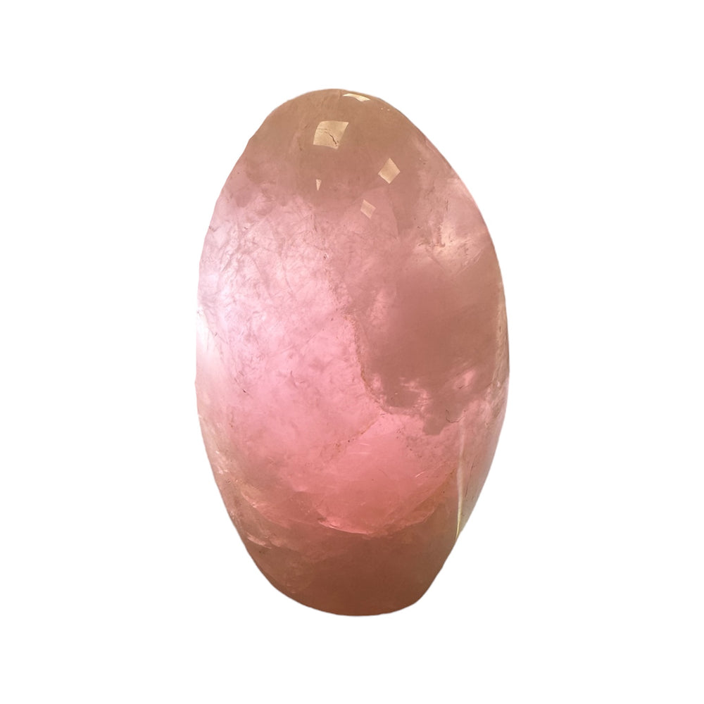 GeoFossils Rose Quartz Freeform 13cm – Madagascan pink quartz crystal for love, compassion, and emotional healing, polished decorative freeform made in the UK.