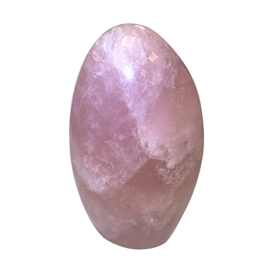 GeoFossils Rose Quartz Freeform 13cm – Madagascan pink quartz crystal for love, compassion, and emotional healing, polished decorative freeform made in the UK.