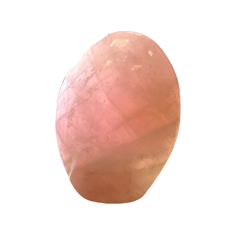 GeoFossils Rose Quartz Freeform 11cm – Madagascan pink quartz crystal for love, compassion, and emotional healing, polished decorative freeform made in the UK.