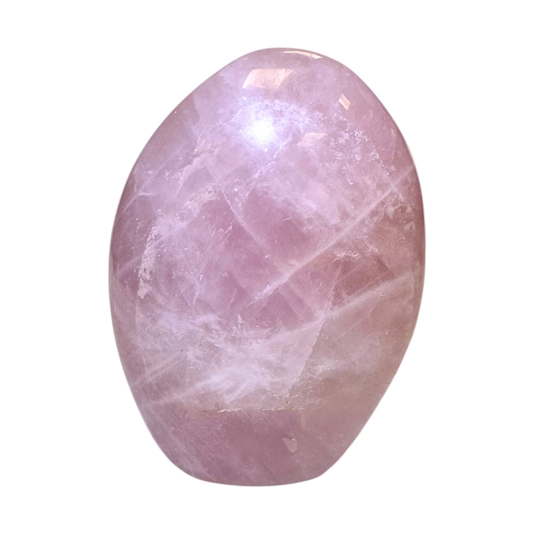 GeoFossils Rose Quartz Freeform 11cm – Madagascan pink quartz crystal for love, compassion, and emotional healing, polished decorative freeform made in the UK.