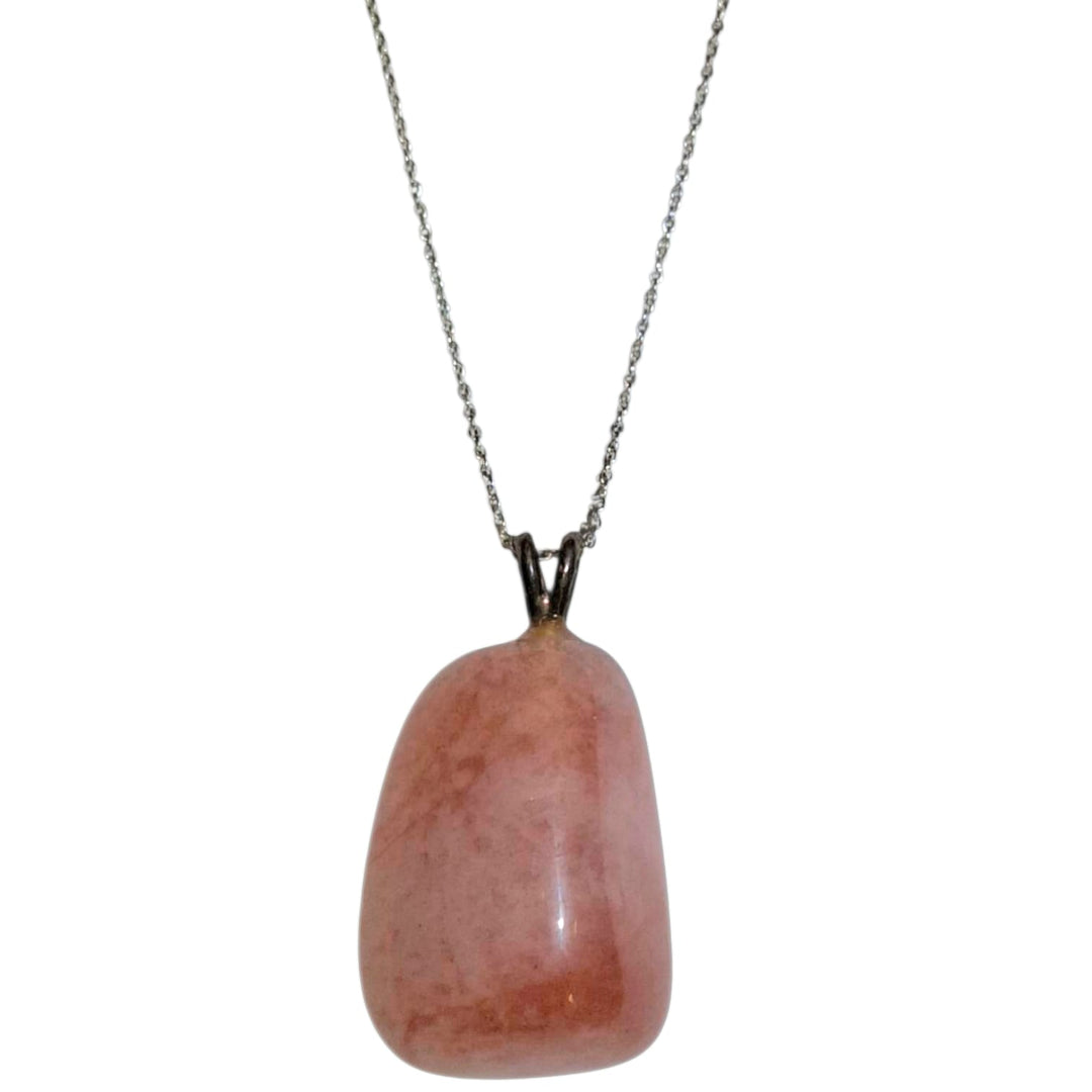 Rosette Chalcedony pendant with soft pink and grey tones set in hallmarked sterling silver – crystal necklace for emotional harmony and spiritual calm