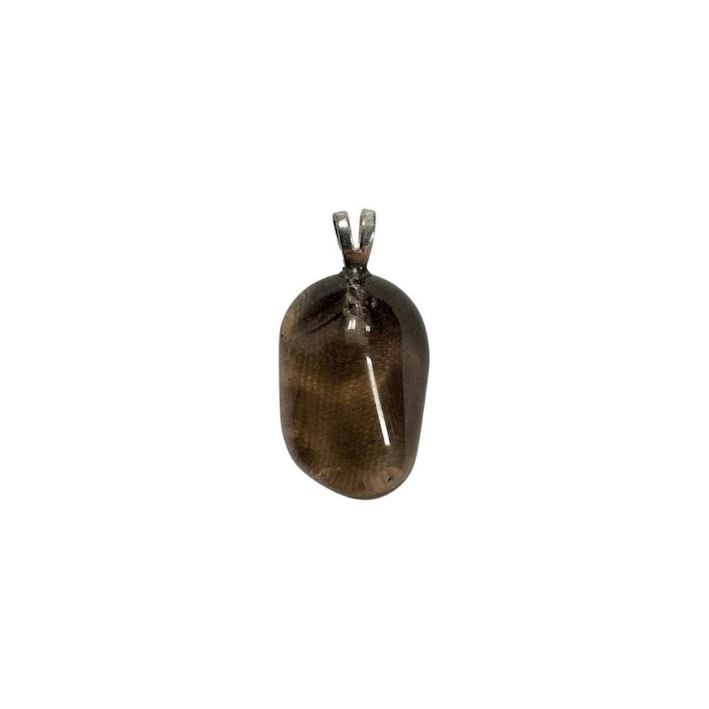 GeoFossils Smokey Quartz Sterling Silver Pendant – Brazilian brown-grey smokey quartz crystal in sterling silver setting – grounding and protective jewellery – handmade in the UK.